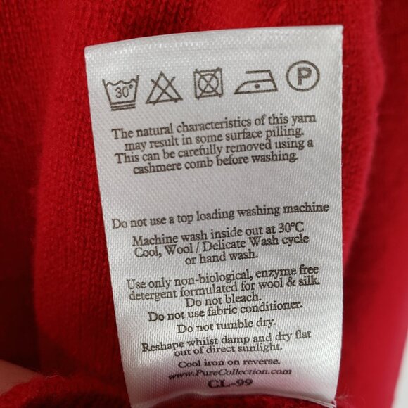 Pure Collection Red Cashmere Pullover Sweater Long Sleeve Womens Size 4 - Picture 5 of 6